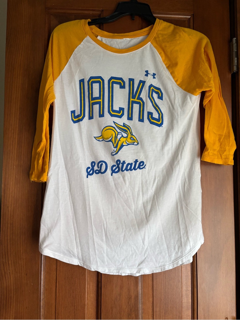 Under Armour White and Gold SD State Jacks Raglan Tee